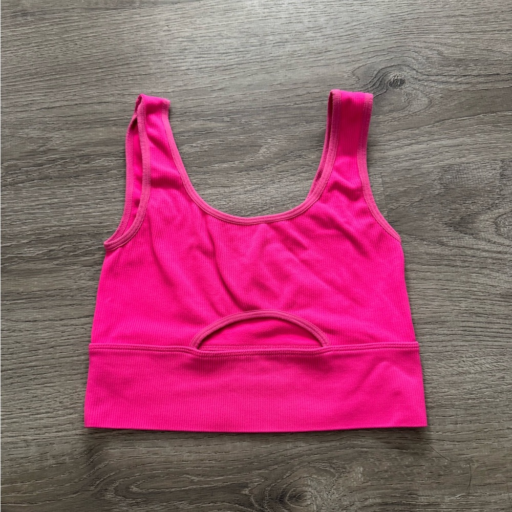 Hot Pink Ribbed Crop Tank Bralette - Women Intimates